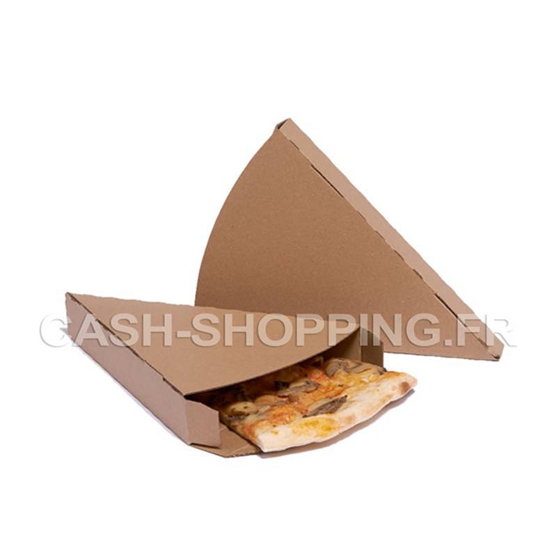 Boite à pizza marron écologique impression motifs pizza 24x24x 3 cm - pack  de 100 unités