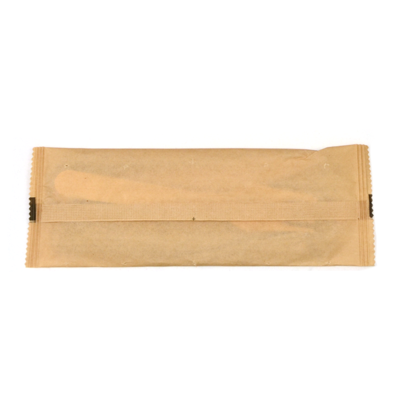 Set de couvert en bois 3/1 fourchette couteau et serviette en sachet kraft  individuel 16 cm - carton de 250 unités
